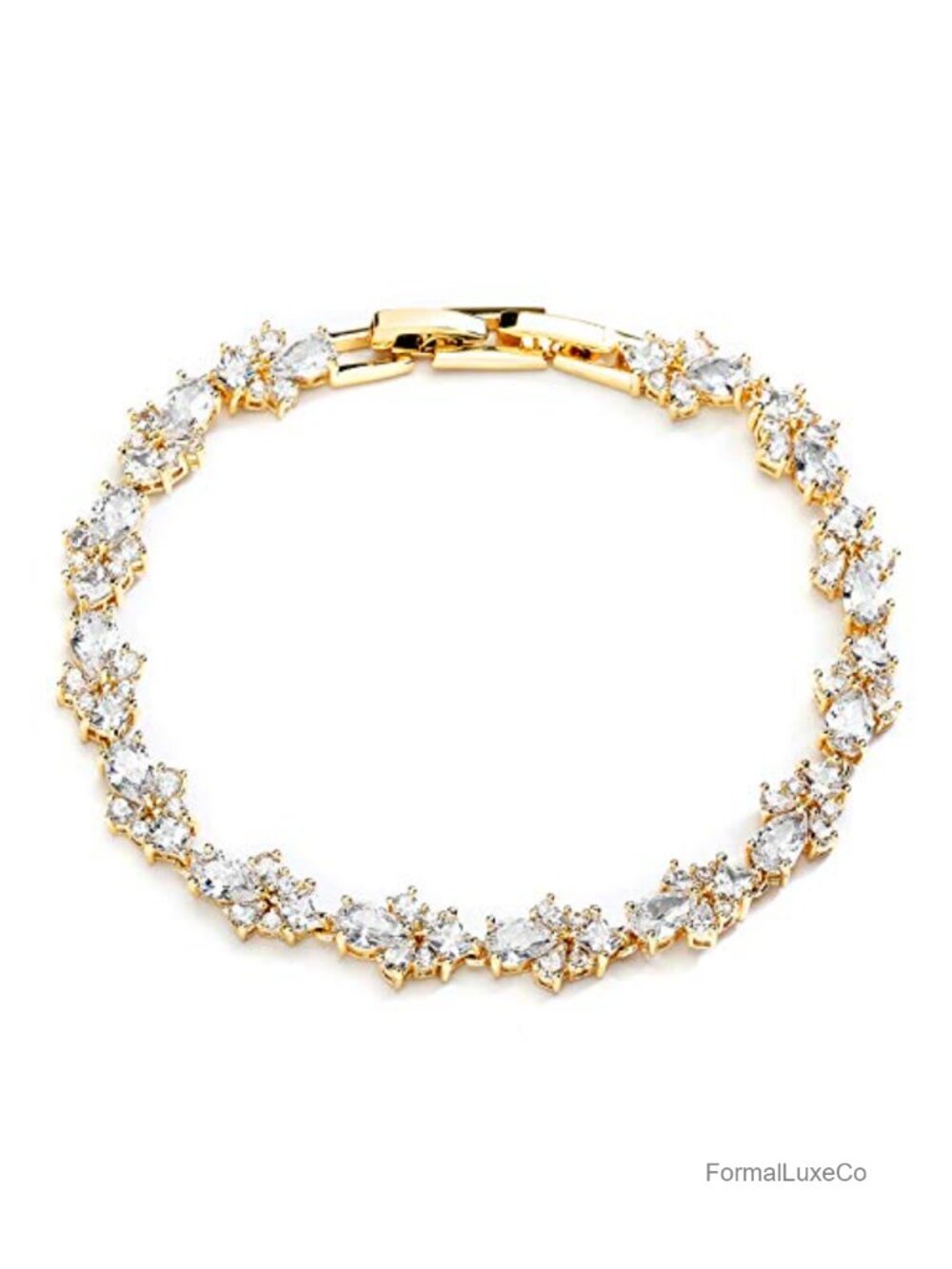 14K Gold Plated Cubic Zirconia Tennis Bracelet, Wedding Bridal Jewelry Gift for